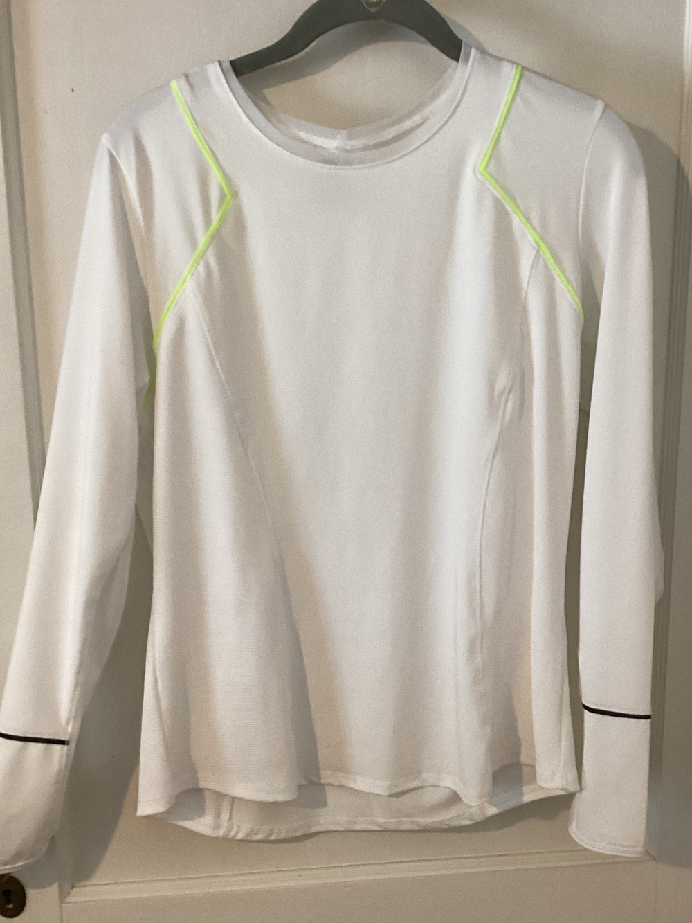 Lucky in Love White Long Sleeve Tee with Neon Yellow Trim NWT